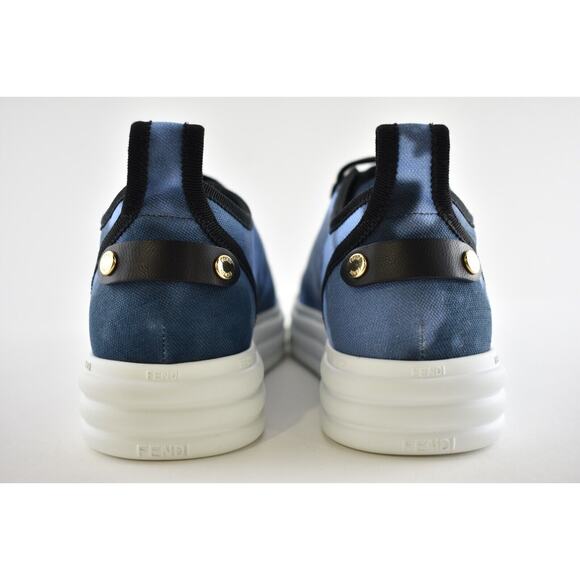 Fendi Domino FF Chenille Jacquard Low-Top Sneakers | Neiman  Fendi Rise Tie Dye Blue Black White Platform Logo Low Top Trainer Sneaker 36.5